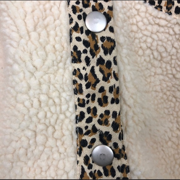 Shein- Teddy Leopard Faux Sherpa Button Up Jacket - Picture 9 of 15